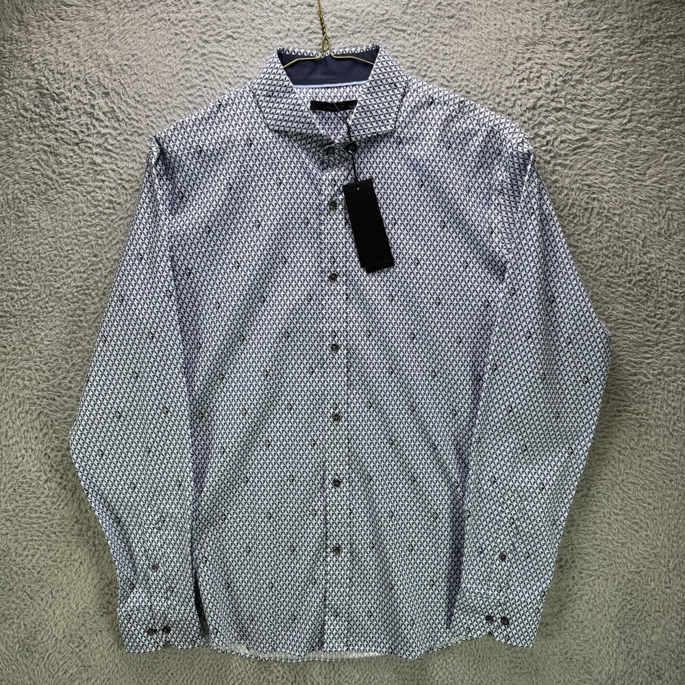 Greyson Dress Shirt Mens Large Blue Woodward Diamonds All Day Button Down NWT - Picture 2 of 15